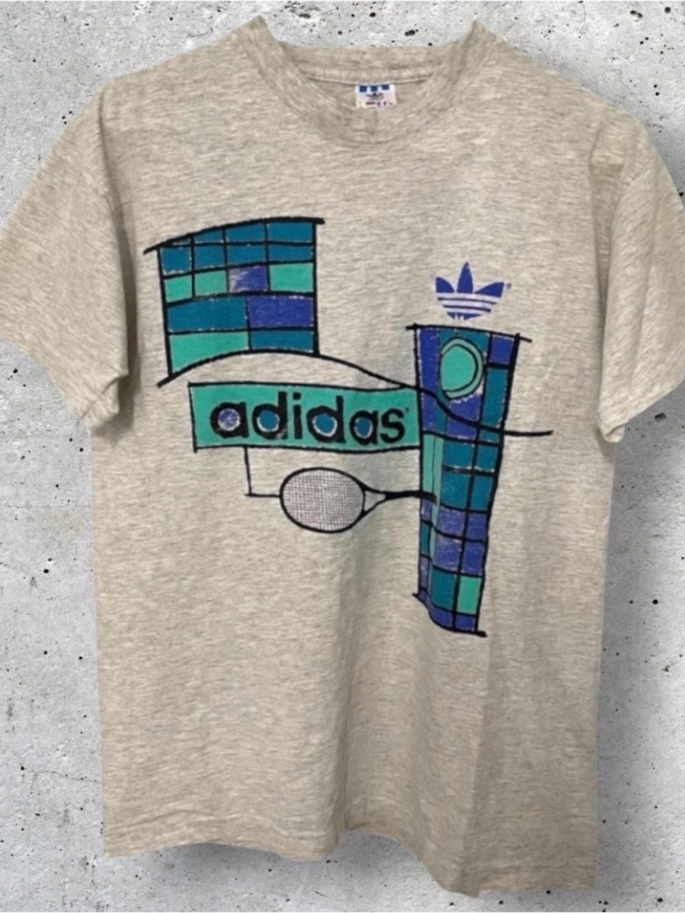 Vintage 1990s Adidas Ivan Lendl Tennis Single Stitch Gray T Shirt // S